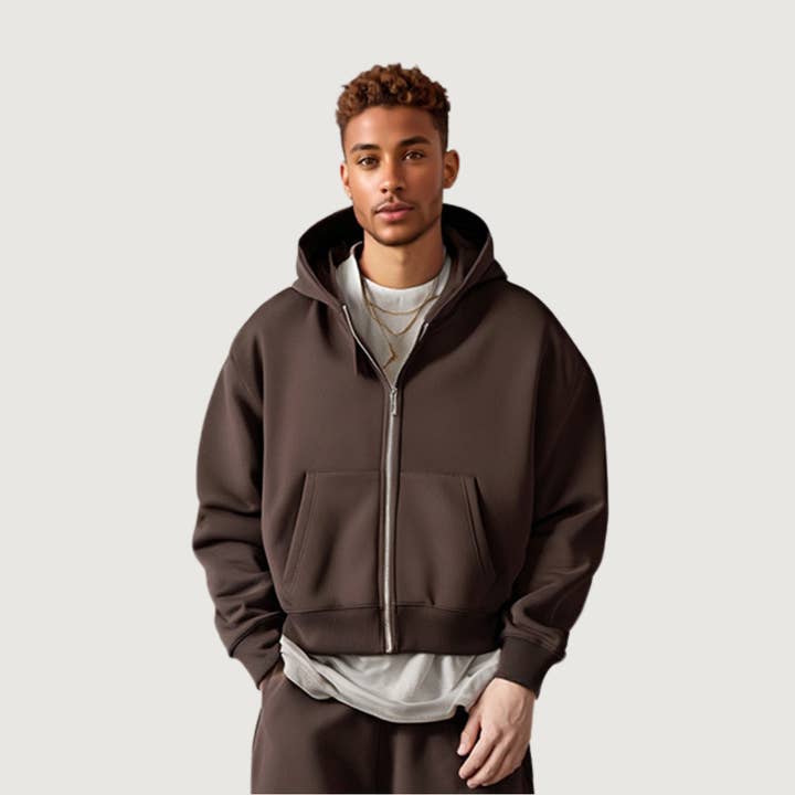 Casaco com Capuz Minimalista Cortado de Streetwear Masculino por atacado de particleactive