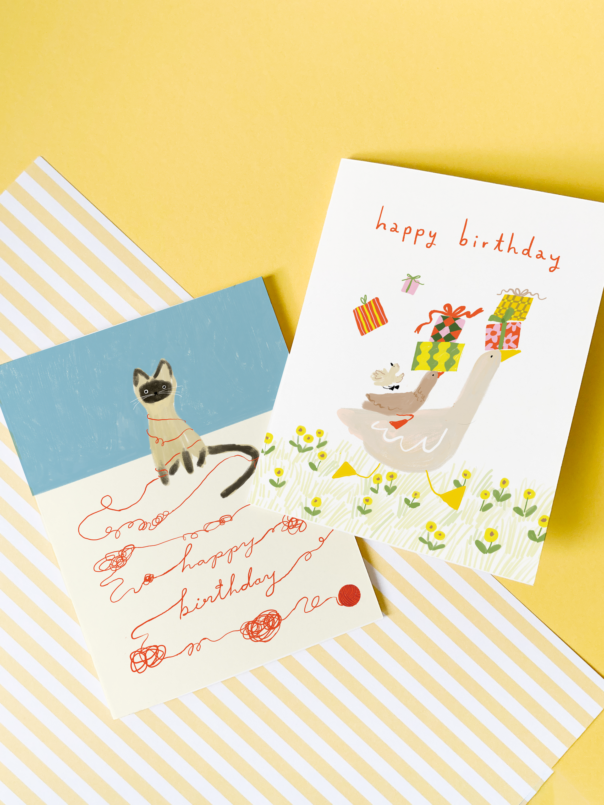 Karen Schipper - Wholesale Birthday Card - Cat String Birthday - Funny Cat Birthday Card2