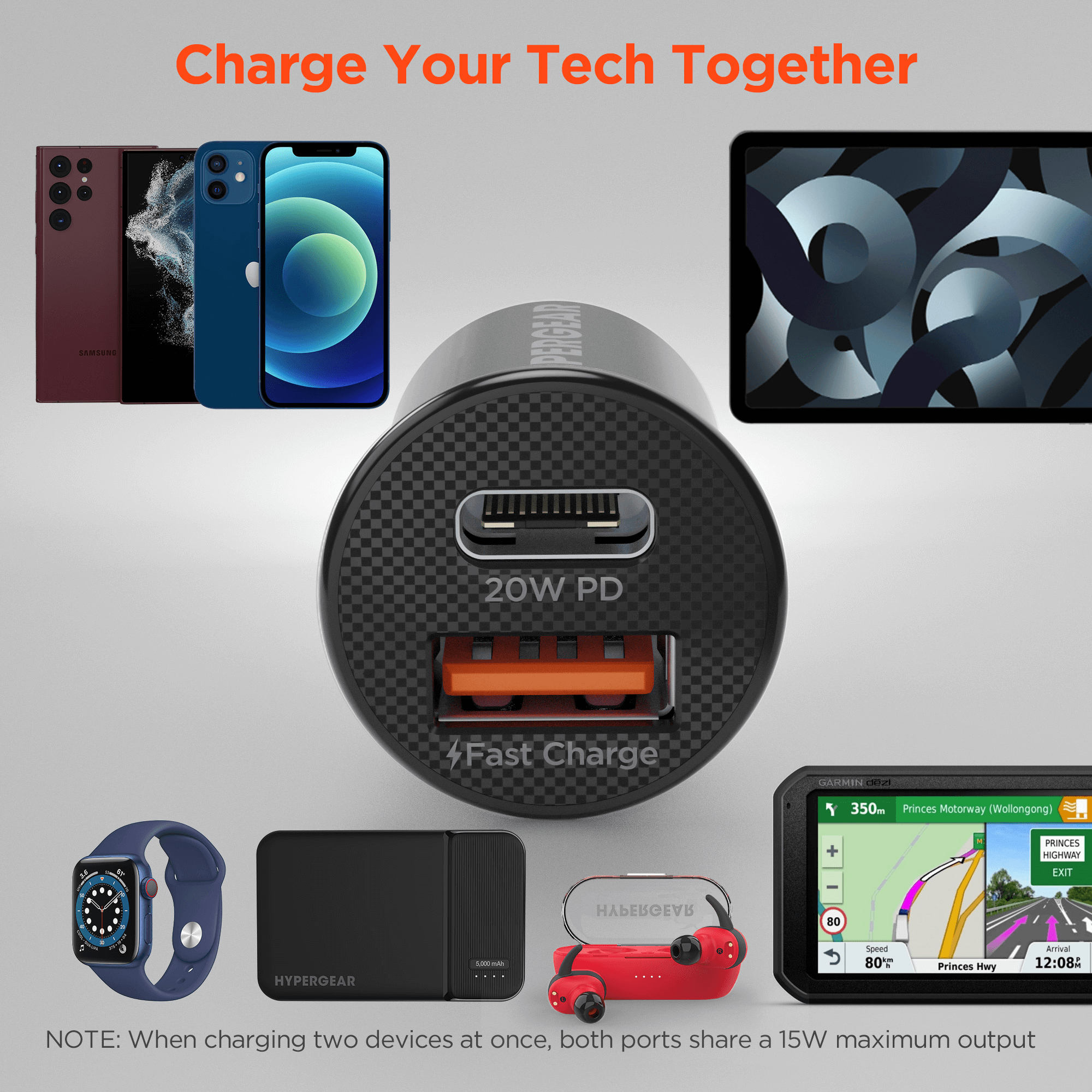 JupiterGear Home - Wholesale Portable Charger - HyperGear Mini 20W USB-C PD + 18W USB Fast Car Charger3