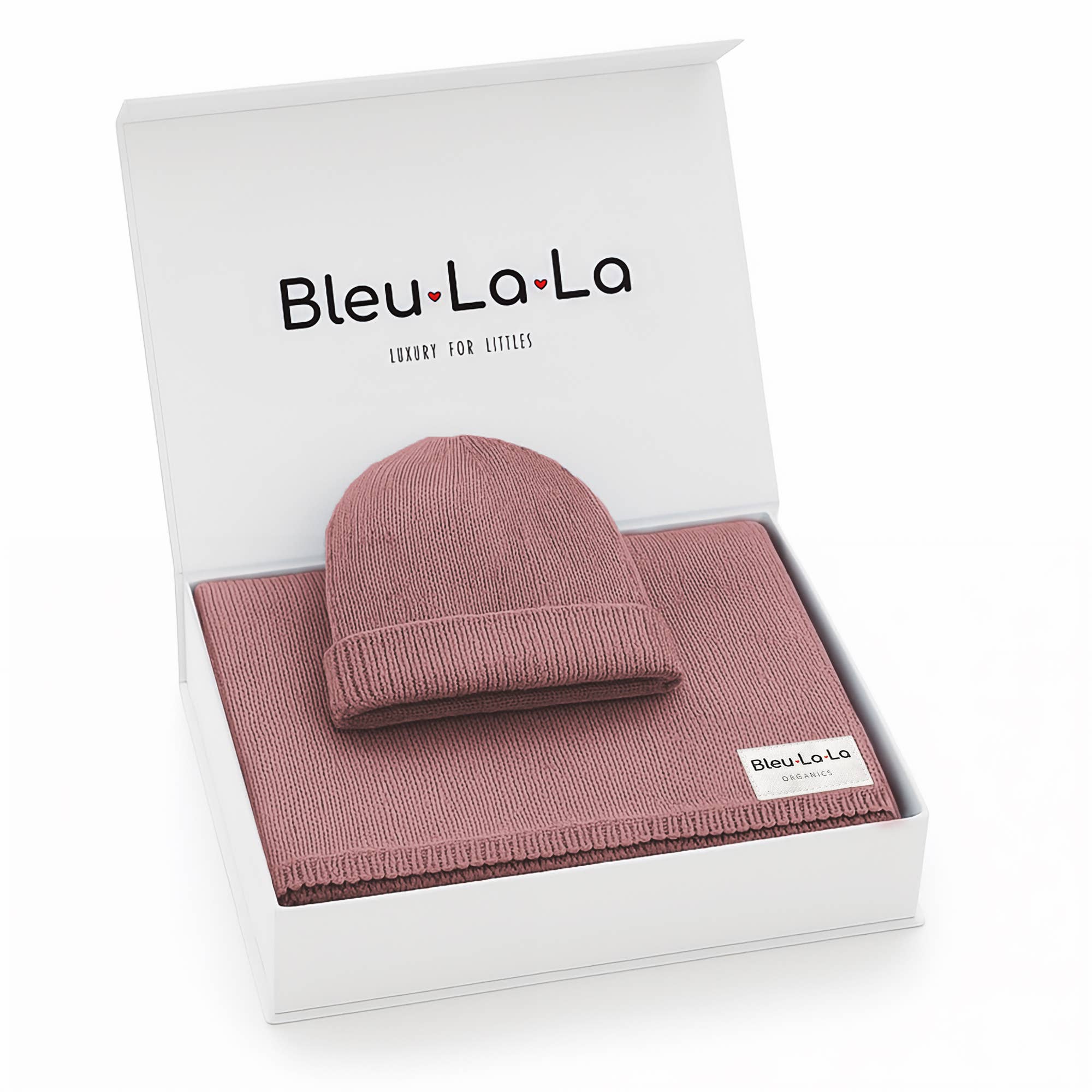 Bleu La La - Wholesale Bedding Blanket - Kids & Baby - Luxe - 100% Organic Cotton Knit Blanket + Hat Boxed Gift Set1