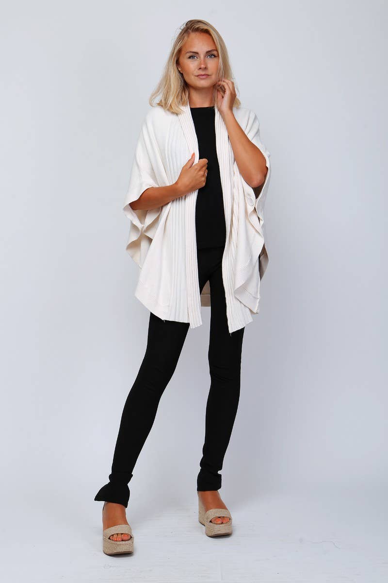 Happy look - Wholesale Cape - Women's - Women's Knit Cape Style Cardigan – Decorative Buttons1