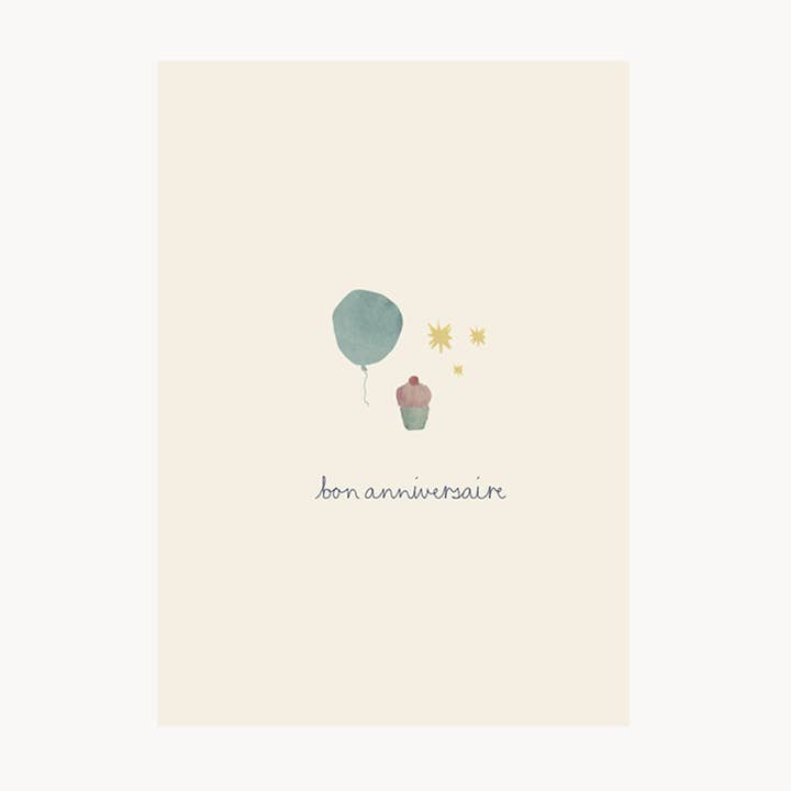 Greeting card – bon anniversaire – blue balloon for wholesale by Specialday