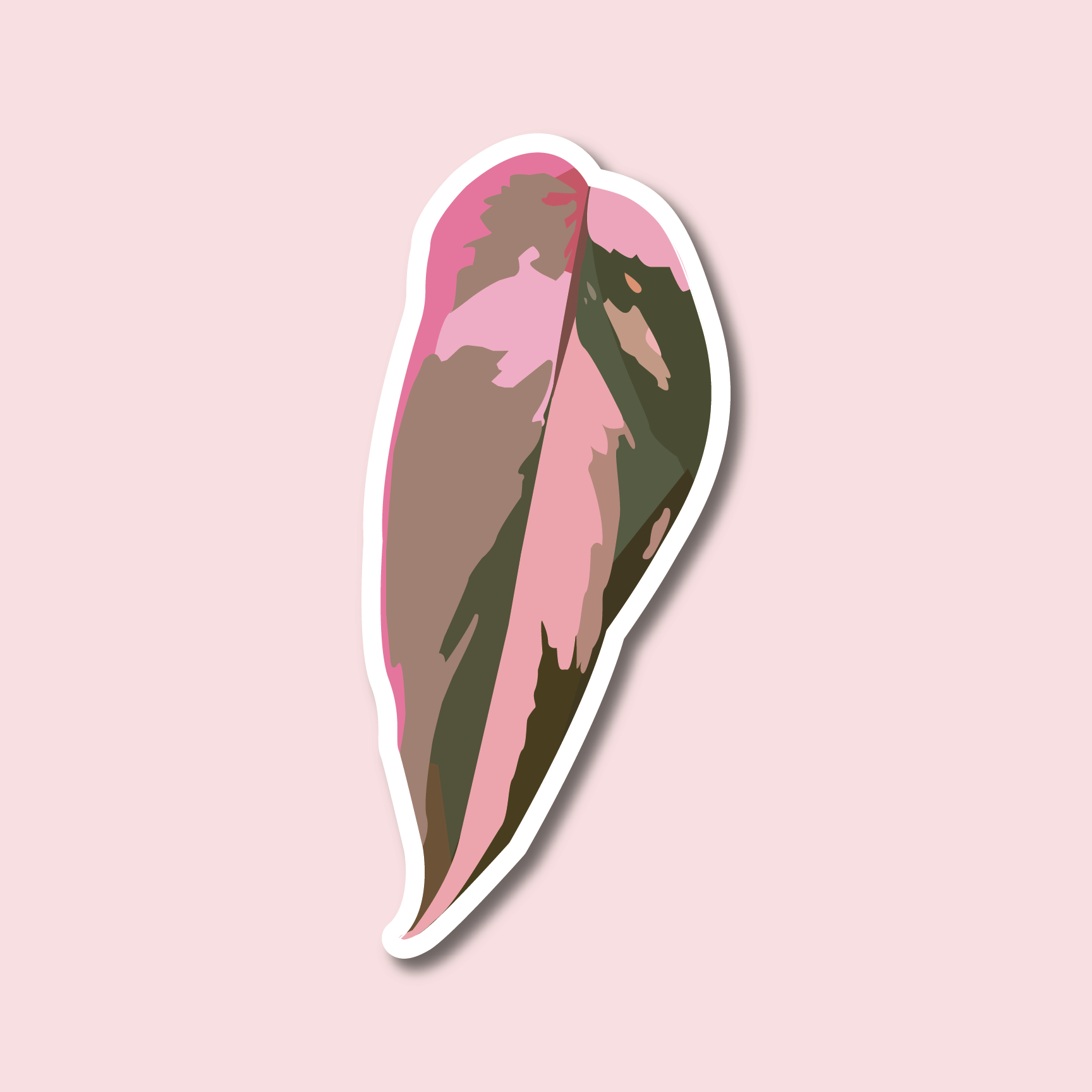 Sage & Oak - Wholesale Sticker - Pink Princess Philodendron Leaf 3" Waterproof Sticker2