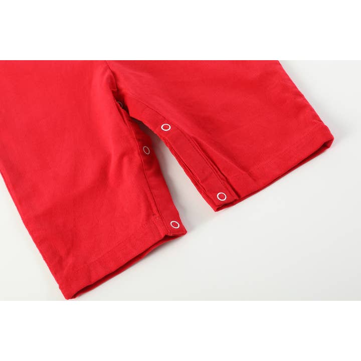 Lil Cactus - Wholesale Overalls - Baby - Red Velvet Christmas Smocked Overalls4