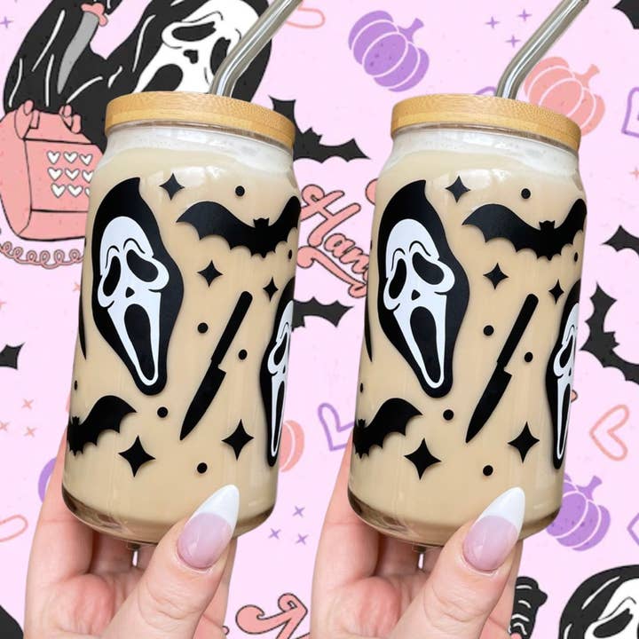 Bomboletta di vetro Scream Ghostface Halloween per la vendita all'ingrosso da parte di Little Design Collective