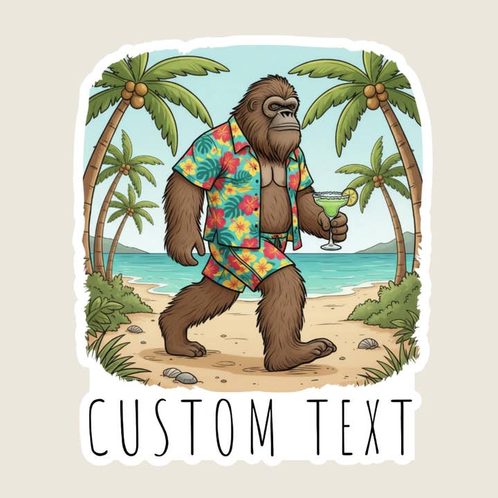 Beachy Big Foot Walking Specialfremstillet Klistermærke for engroshandel hos Shoreline Summit