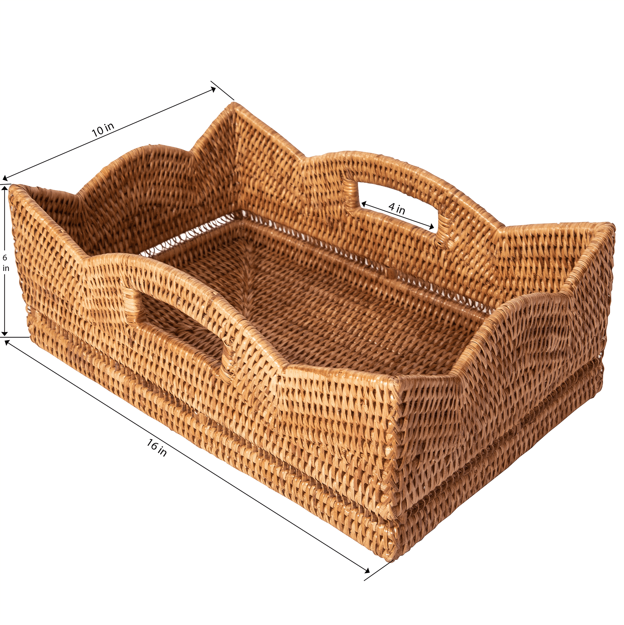 Artifacts Trading Company - Wholesale Basket - Rattan Rectangular Scallop Shelf Basket1