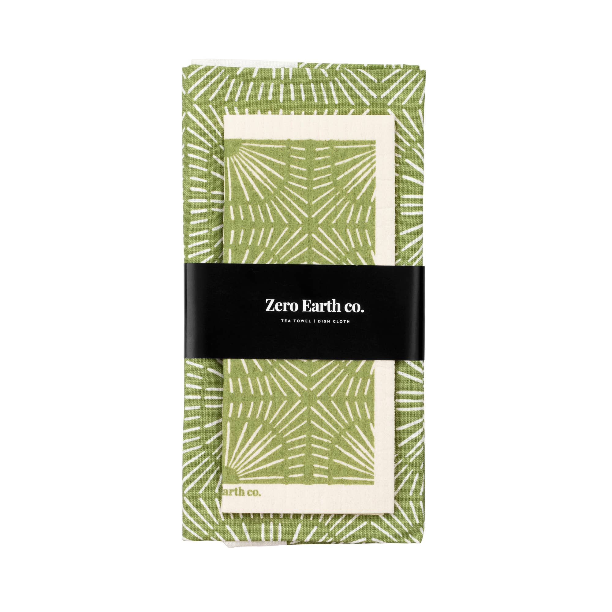 Zero Earth Co - Wholesale Tea towel - TEA TOWEL & ECO DISH CLOTH SET SUNBURST GREEN