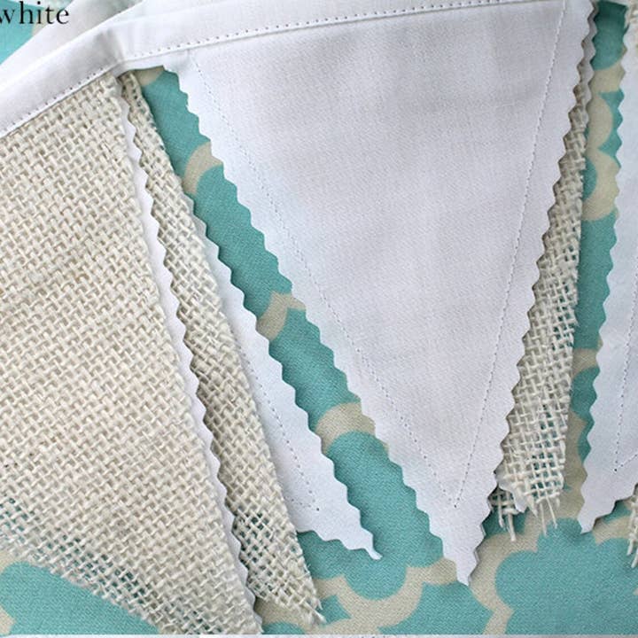 edeenut - Wholesale Bunting/Garland - Bunting. Burlap White up-cycled. Party banner. Holiday decor