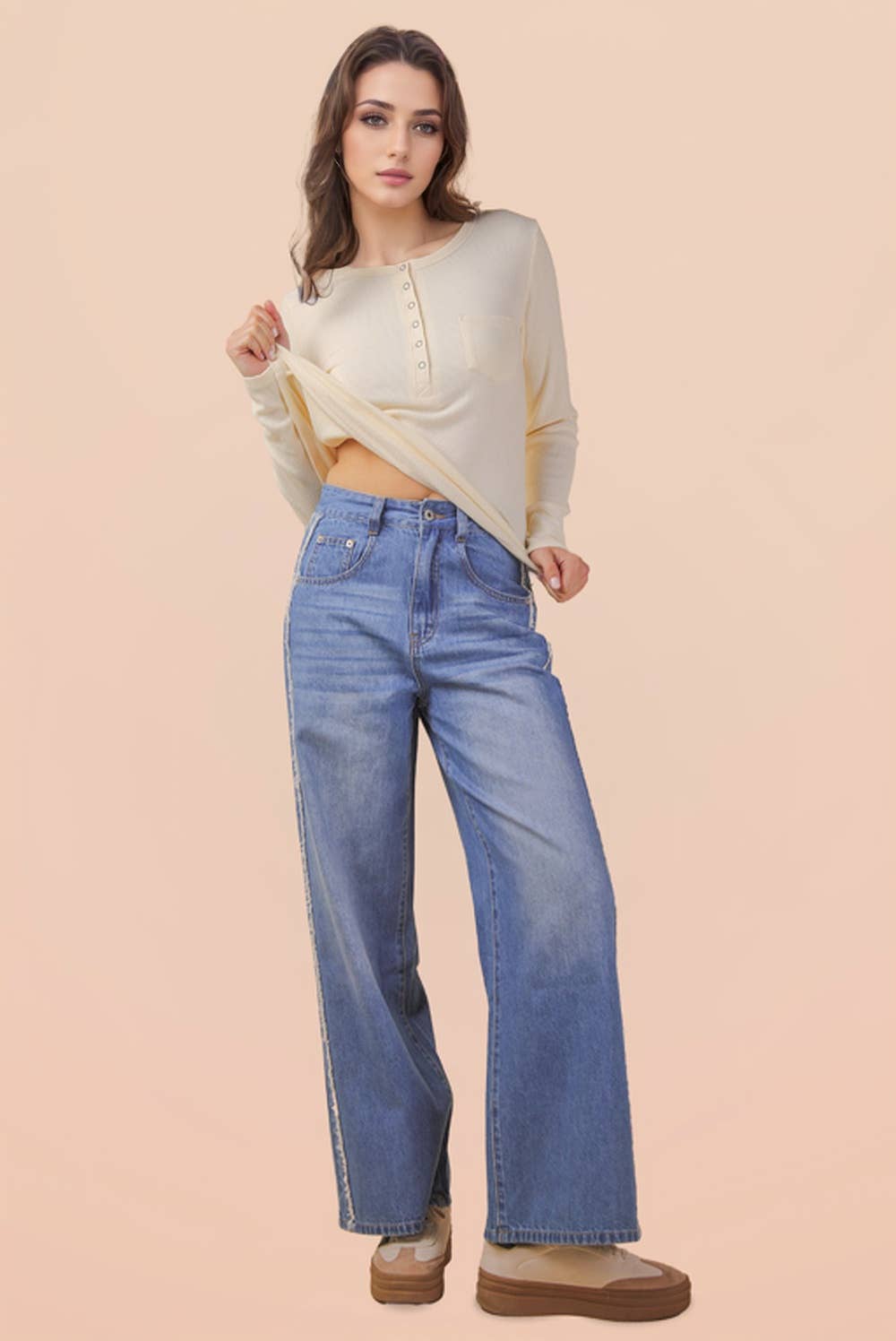 VERY J - Wholesale Jeans - Women's - VJP90037-VERY JEAN Frayed Detail Washed Denim Pants9