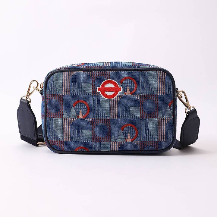 Camera Crossbody Bag TFL Piccadilly Moquette Red Roundel for wholesale by Signare London