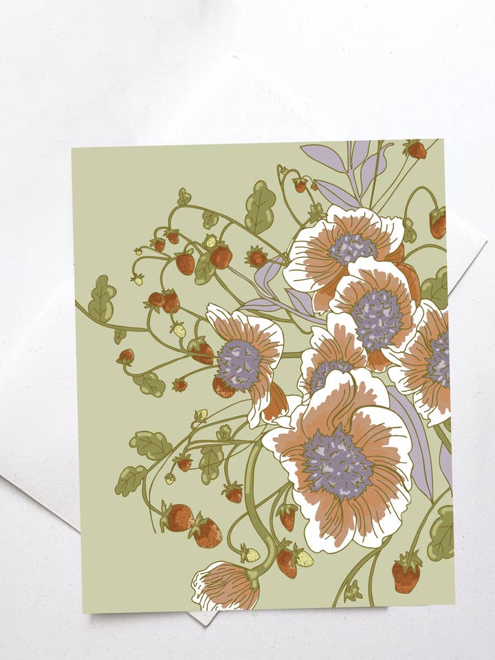 Green Floral Greeting Card for wholesale by Becca Robinson Studio