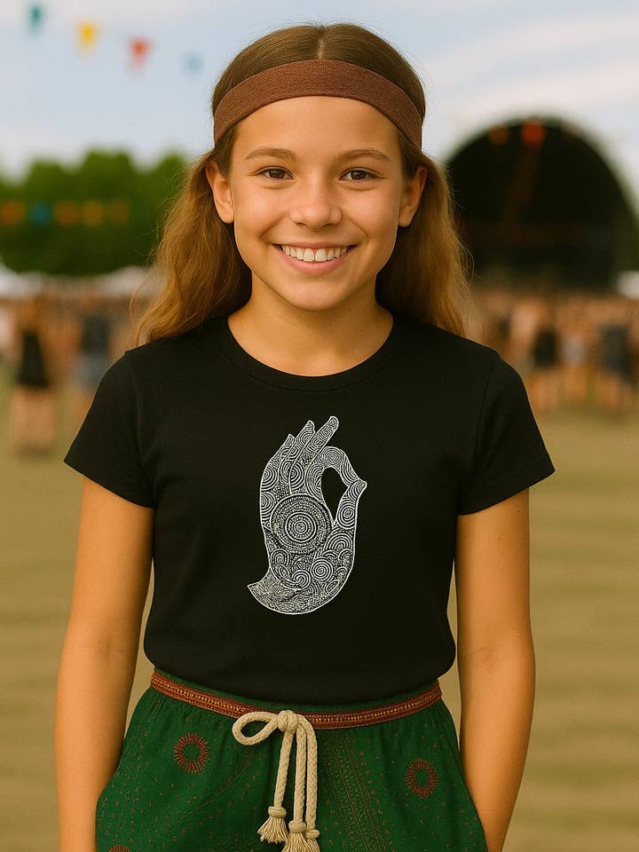 Bohotusk Kids Hand of Buddha Cotton T-Shirt 3 to 13 Years (7 Colours) for wholesale by Bohotusk