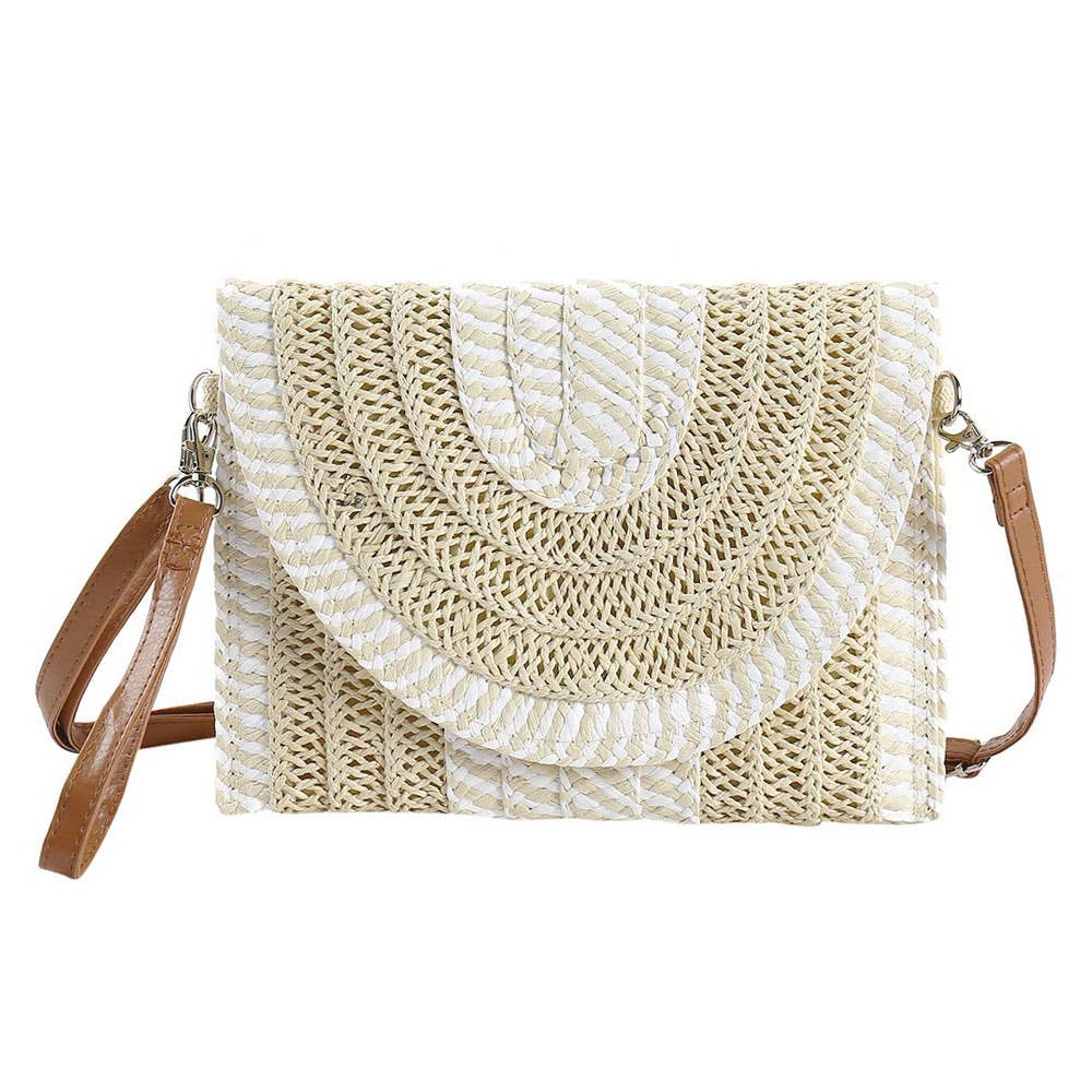 Sensibling Corp. - Wholesale Crossbody Bag - Women's - Mixed Striped Straw Clutch / Crossbody Bag
1