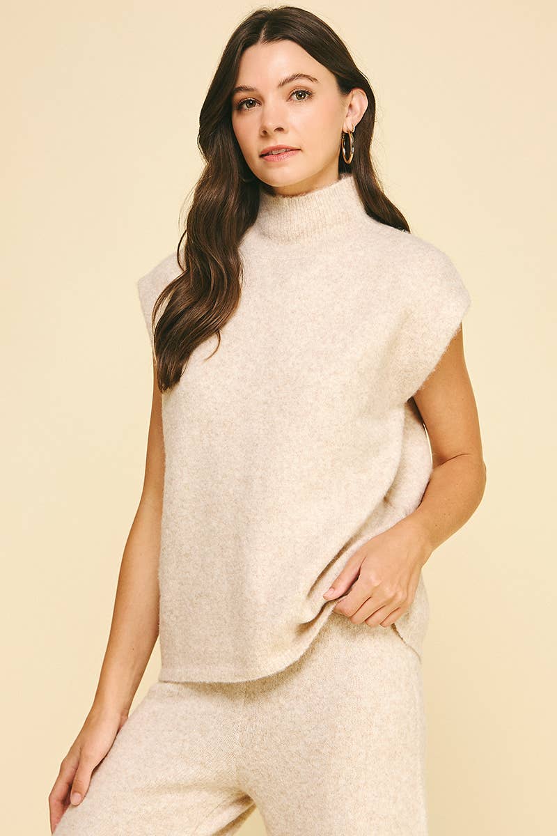 PINCH - Wholesale Knit Sweater - Women's - TURTLE NECK CAP SLEEVE SWEATER - 6334W13