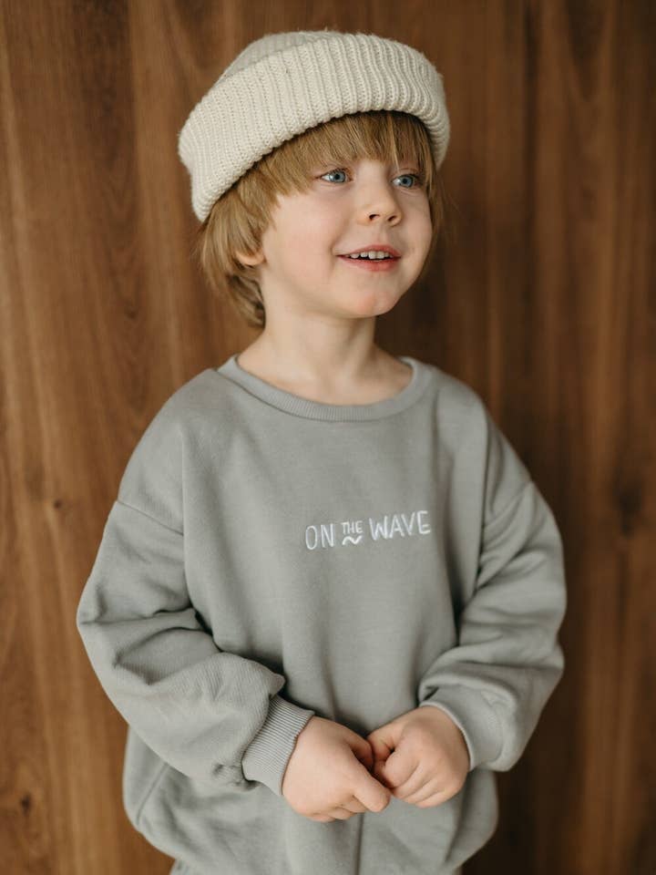 On the Wave Grey Sweatshirt for wholesale by millawkids
