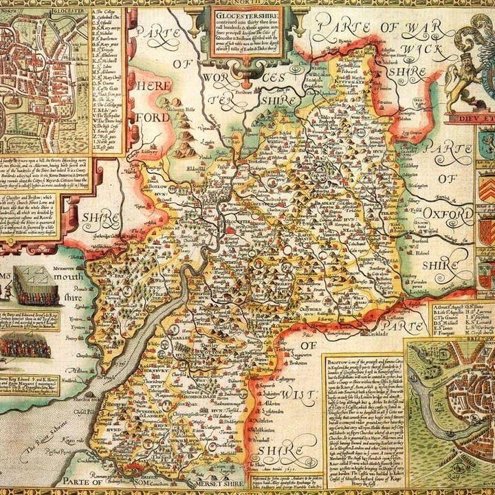 Hampshire Historical Map (1610) for wholesale by Map Marketing Limited