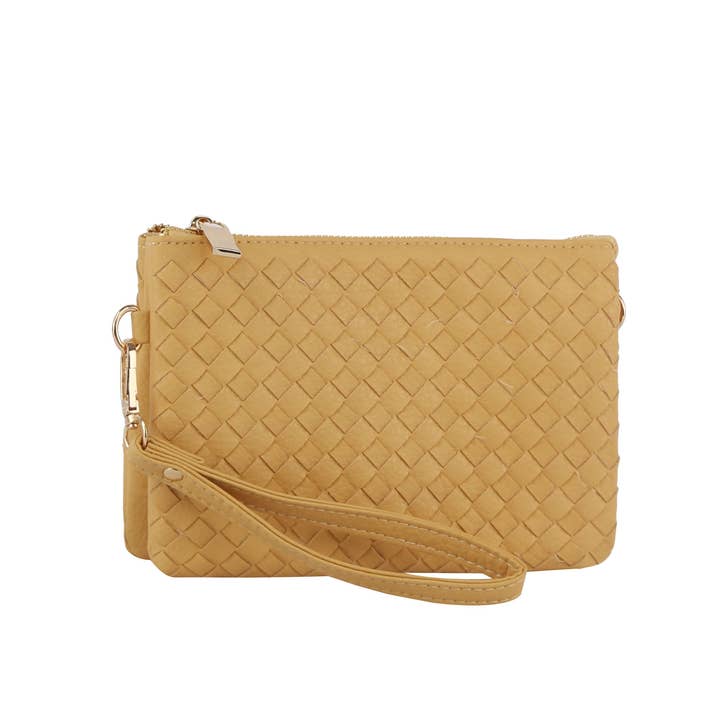 Handbag Factory Corp - Wholesale Crossbody Bag - Women's - Woven tripe comparament convertible clutch crossbody wristlet