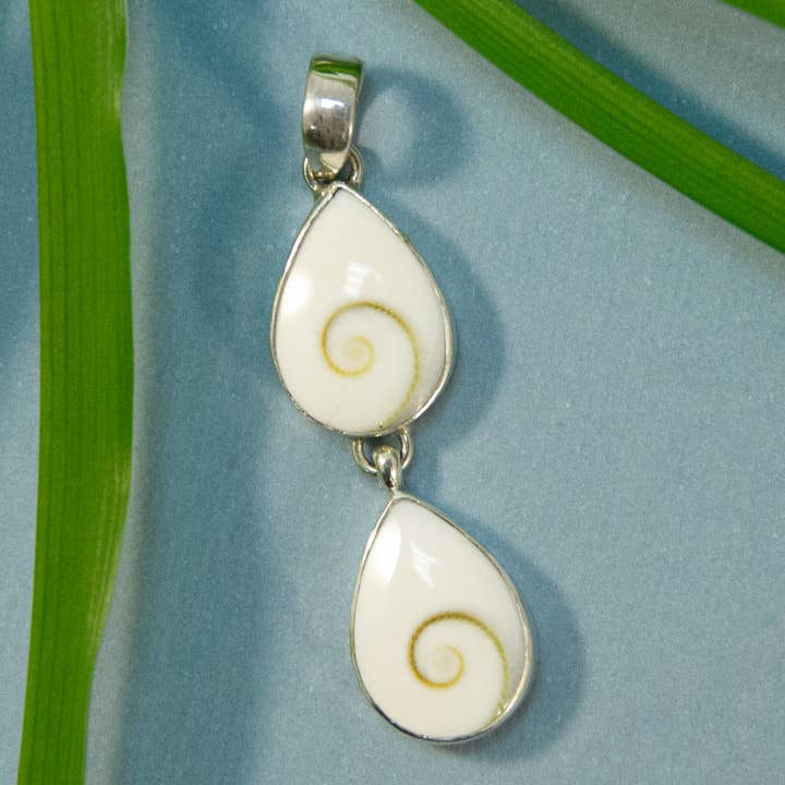 Two Tier Teardrop Eye of Shiva Pendant in Sterling Silver for wholesale by Ajmer by Jodi