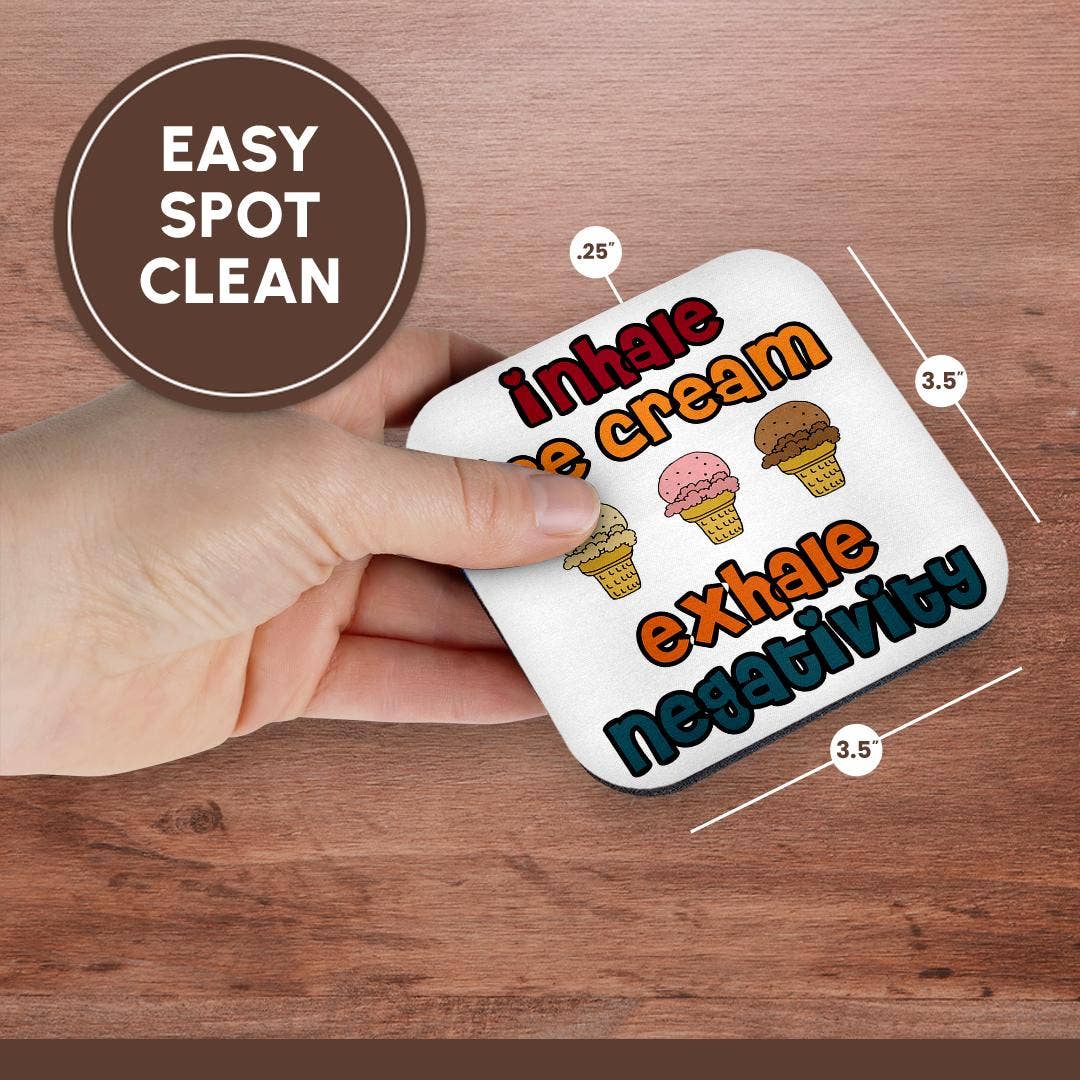 3dRose - Vendita all'ingrosso Sottobicchiere - 3dRose, Divertente e carino Inala Gelato Espira Negatività Amante del Gelato, Sottobicchiere13