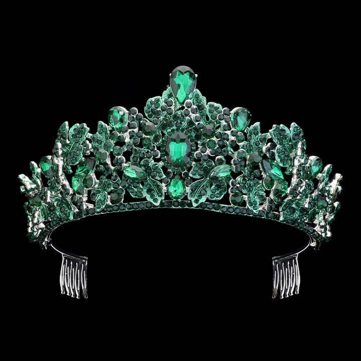 Sensibling Corp. - Wholesale Tiara - Women's - Oval Teardrop Stone Cluster Pointed Princess Tiara1