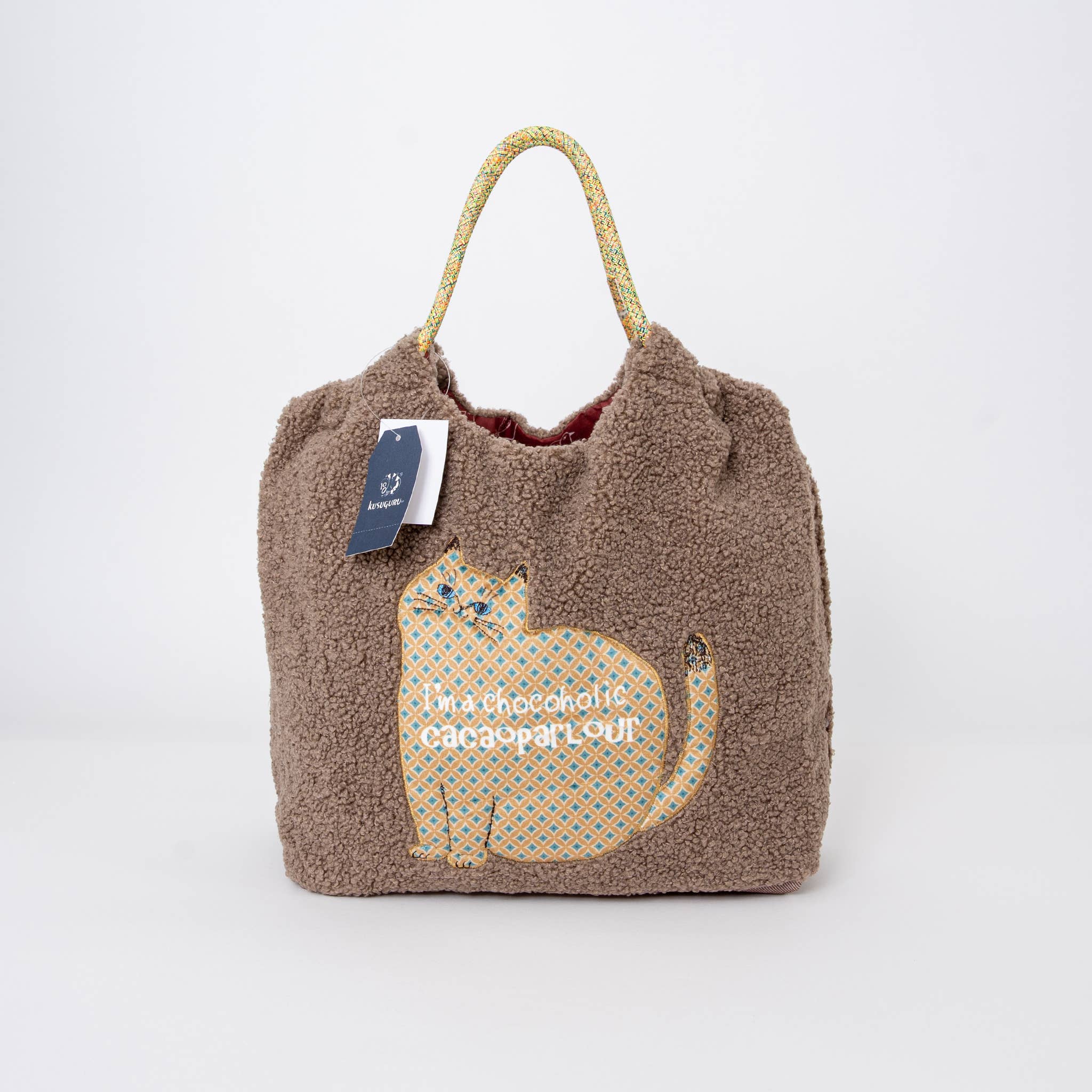 U PLUS INC – wholesale Bärkasse - Dam – Mysig Teddy Fleece Kattapplikation Tote Väska - Kusuguru Japan4