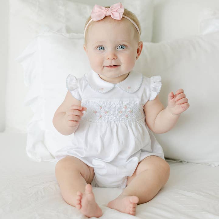 Magnolia Baby - Wholesale Bodysuit (Non-Footed) - Baby - Charlotte's Classics Smocked Bubble - Sky Blue