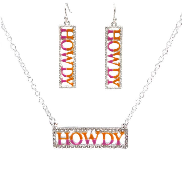 Howdy Bar Chic Necklace Earrings Set for wholesale by Lunar Deer