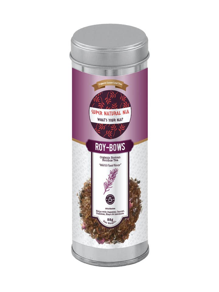 ROY-BOWS « Thé Rooibos romain biologique » pour la vente par Super Natural Nia