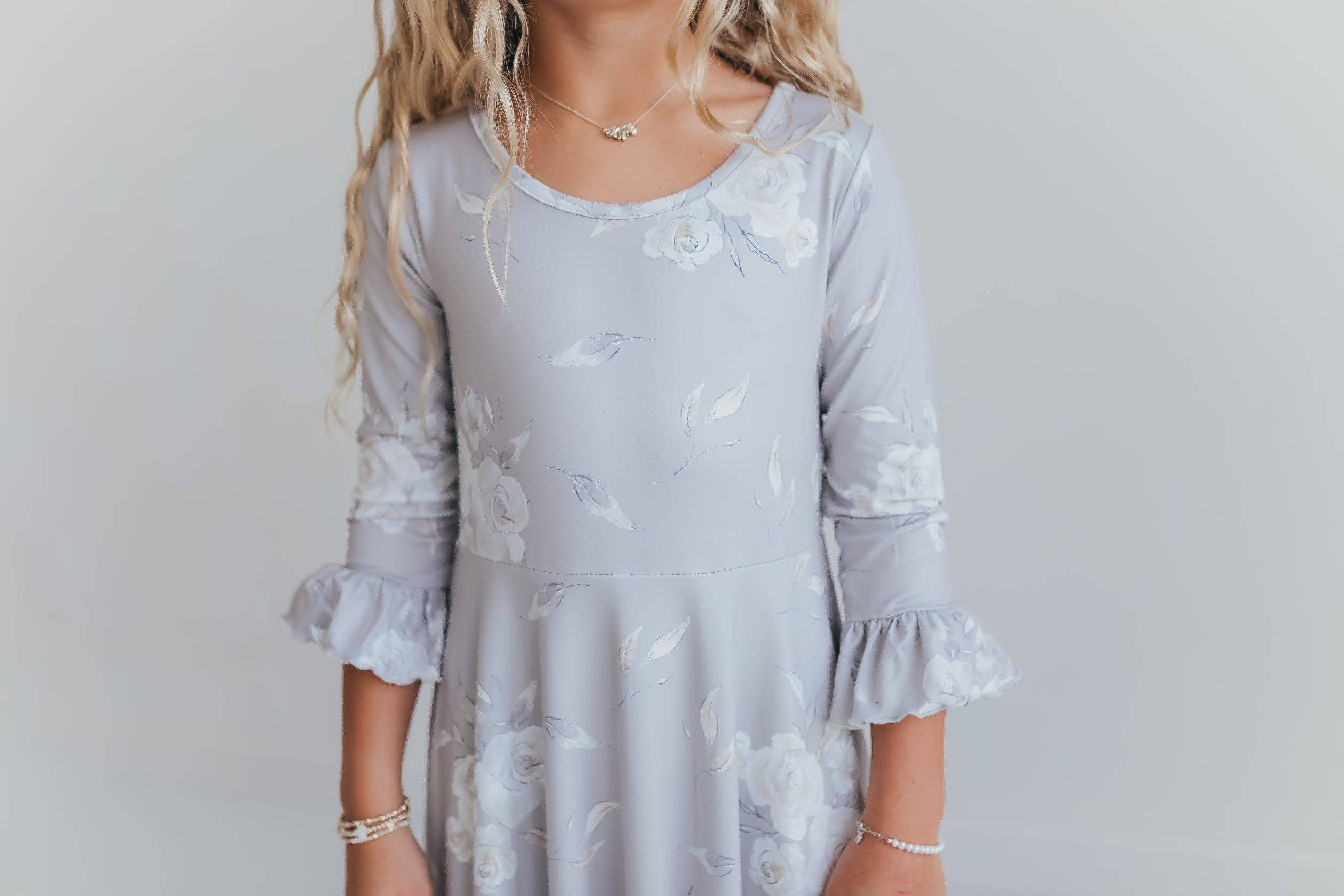 Oopsie Daisy - Wholesale Dress - Kids - Girls Winter Rose Floral Long Sleeve Ruffles Dress2