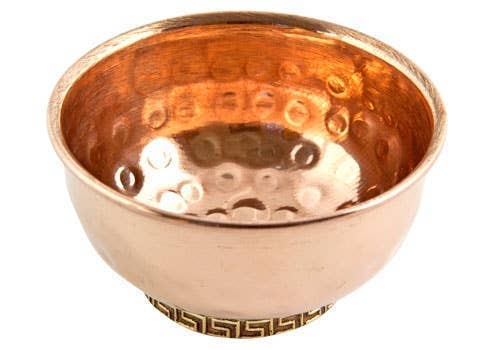GREENROOTS USA LLC - Wholesale Decorative Plate/Dish/Bowl - Hand Hammered Copper Offering Bowl - 3"D, 1.75"H