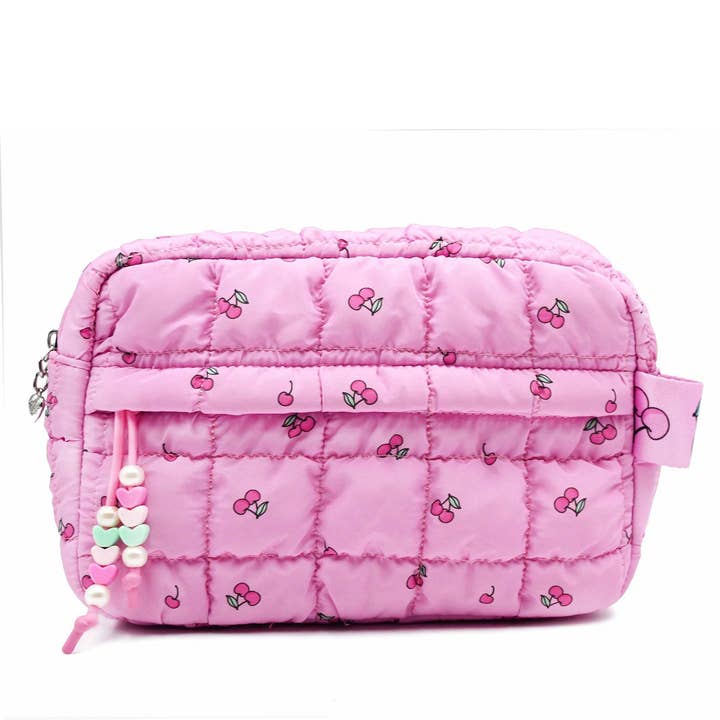 Quiltede scrunchies kirsebærprintet pose for engroshandel hos OMG Accessories