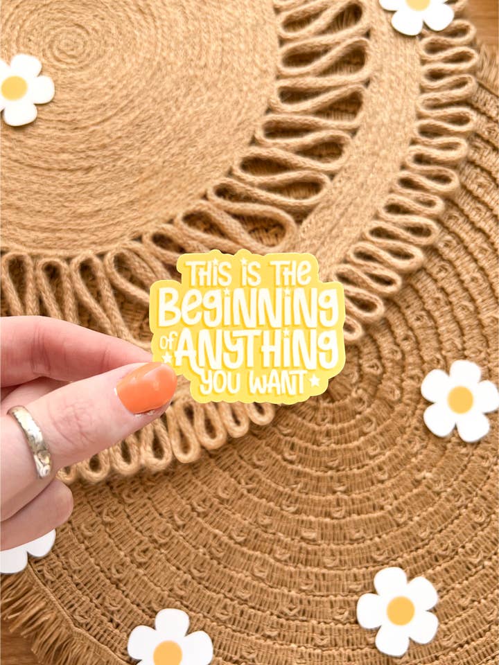 Pegatina motivacional positiva de acondicionamiento físico «Beginning of Anything» para venta al por mayor de Koll Designs