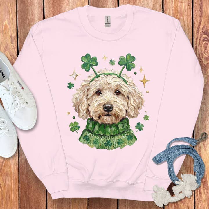 Lucky Cream Goldendoodle Sweatshirt for wholesale by Puppy Jo