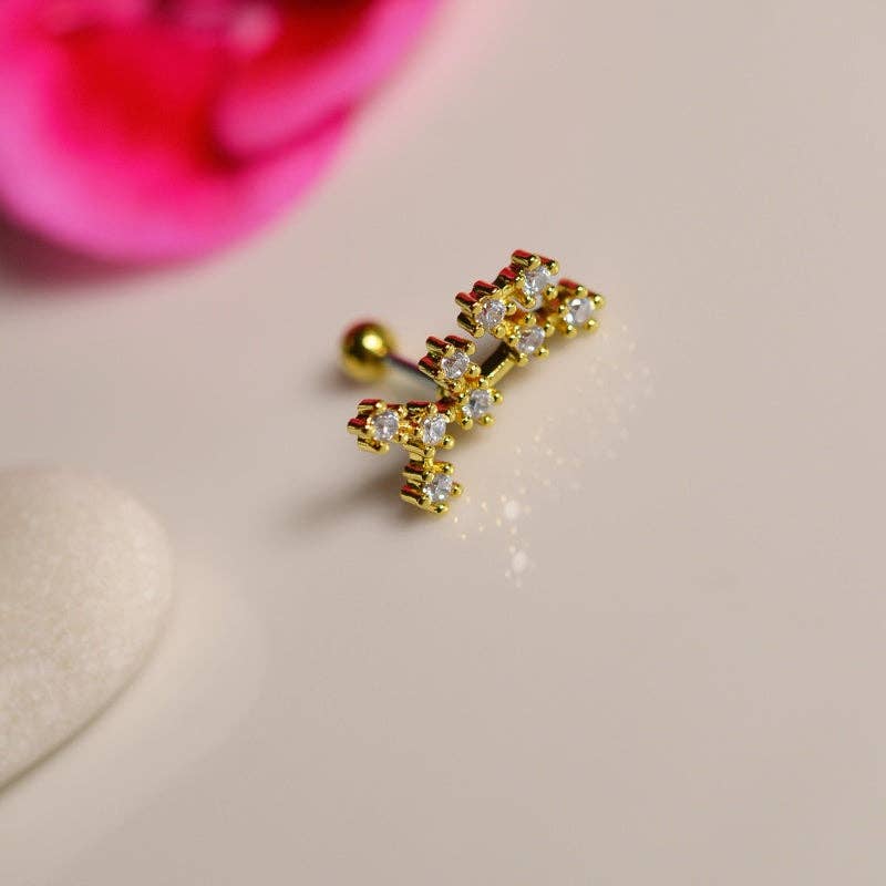 StockJWL - Wholesale Stud/Post Earrings - 12 Zodiac Earrings, Constellation Stud Earring Stud Piercing Tragus Helix Lobe and Cartilage Silver And Gold50