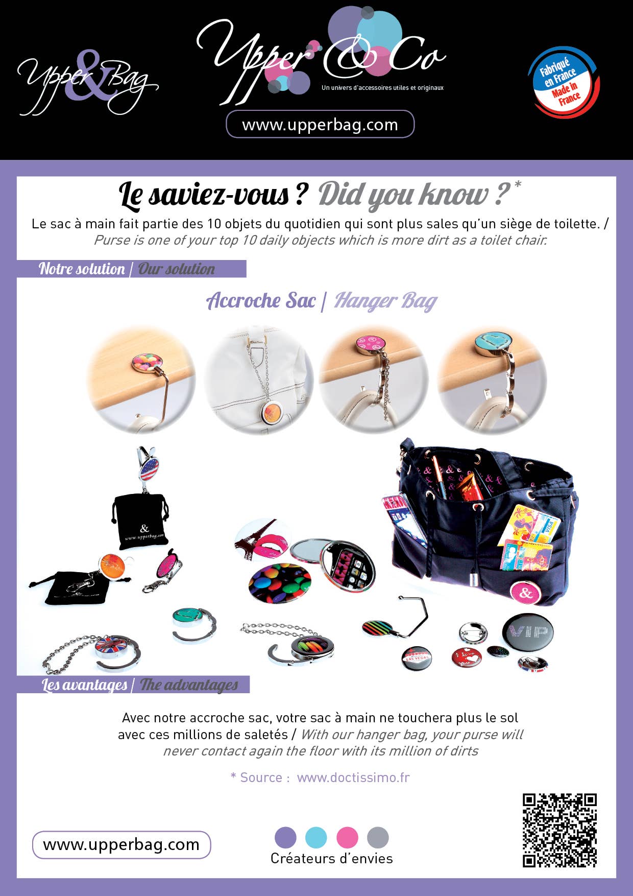 Upper & Co - Wholesale Purse/Bag Accessory - Women's - Best of Accroche Sac Pliable (Style) - Pack De 201