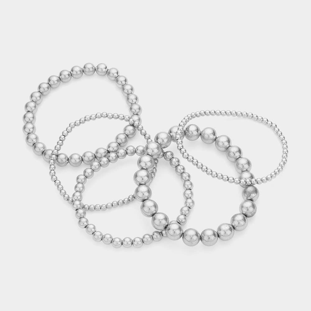 Sensibling Corp. – wholesale Jewellery set – 5PCS - Metal Ball Beaded Stretch Bracelets
11
