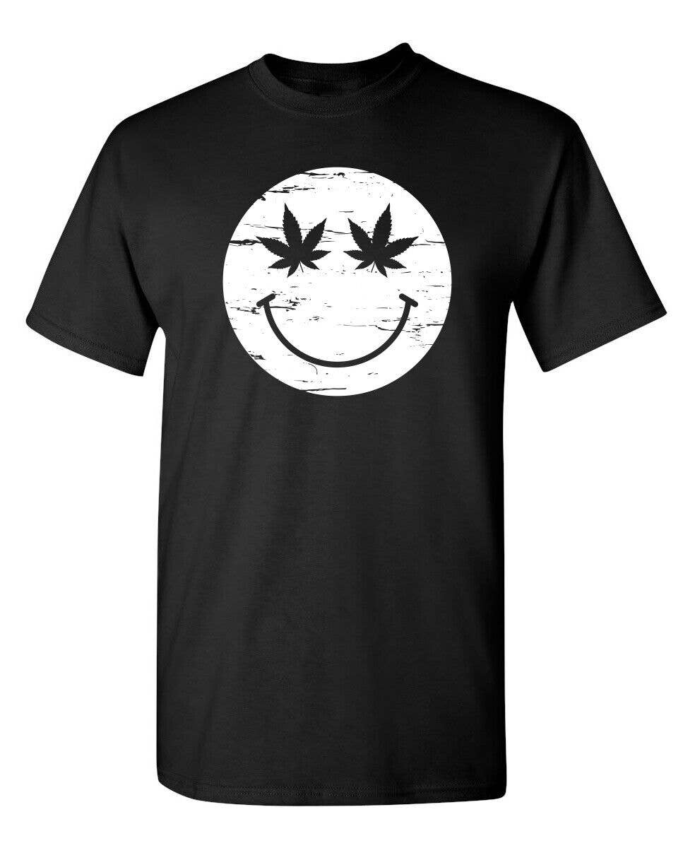 Feelin Good Tees - Wholesale Screen Printed T-Shirt - Unisex - Weed Smile Face0