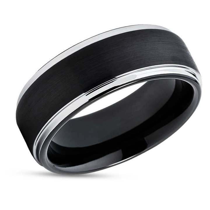 Sort Tungsten Vielsesring - Sort Wolfram Vielsesring - Sort Vielsesring - Ring for engroshandel hos Lucky Love Rings