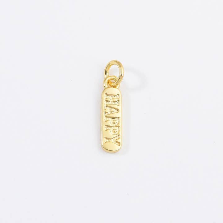 Beads Creation - Wholesale Individual Charm/Pendant - Gold Filled Pill Bar Pendant Love Happy Fuck Charm, CP1224