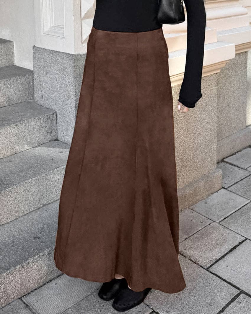 Marayn - Wholesale Skirt - Women's - Vintage Brown Knit Midi Skirt Chic Fall Style7