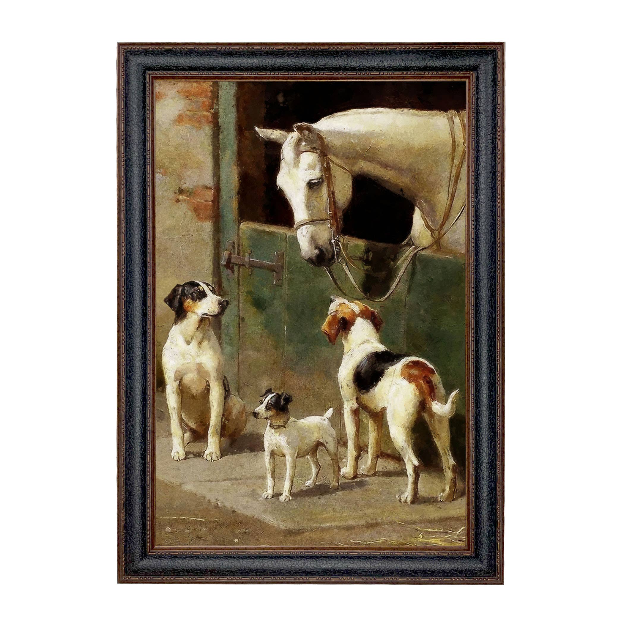 Madison Bay Co. - Historical Home Decor Reproductions - Wholesale Art Print - Dog and Horse at Stable Vintage Painting Print on Canvas101