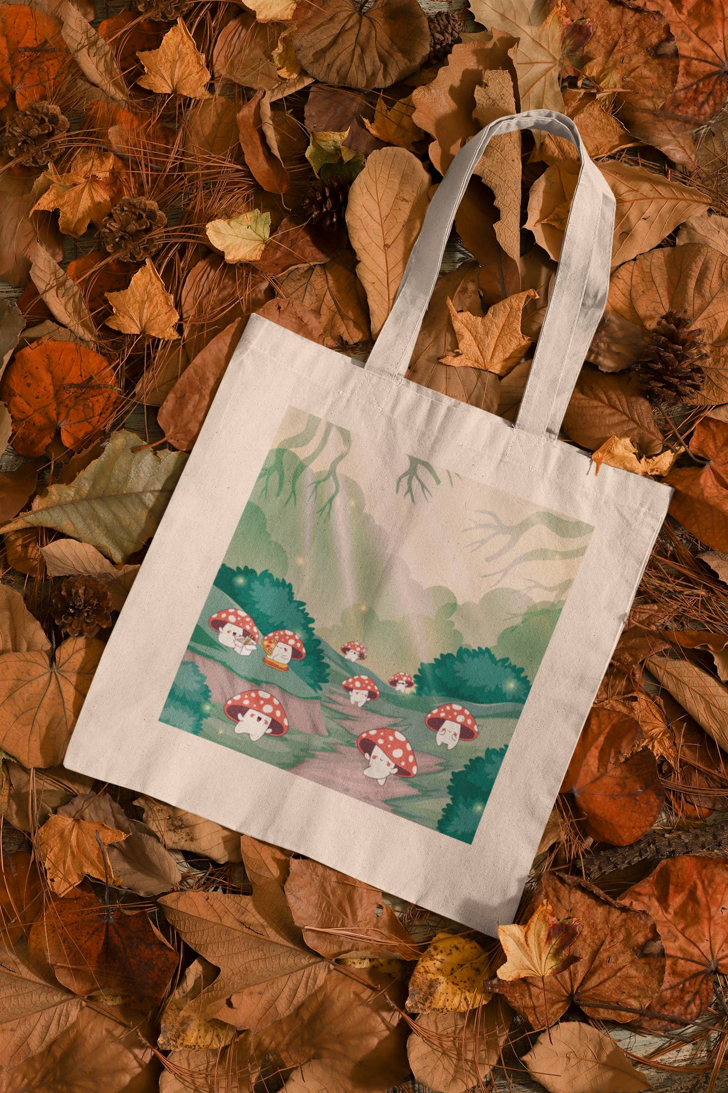 Laney's Castle - Wholesale Tote Bag - Unisex - Mushroom Party Canvas Tote Bag – Cottagecore Fall Design