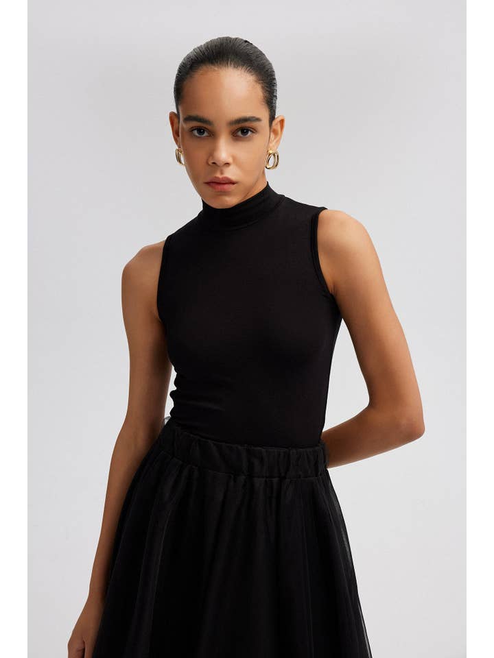 Black TURTLENECEK SLEEVELESS UNDERWEAR TUNIC for wholesale on Faire