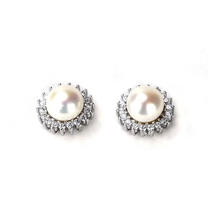 Freshwater White Pearls Hampton Earrings 8-9 mm AAA för wholesale av Vayo Pearls