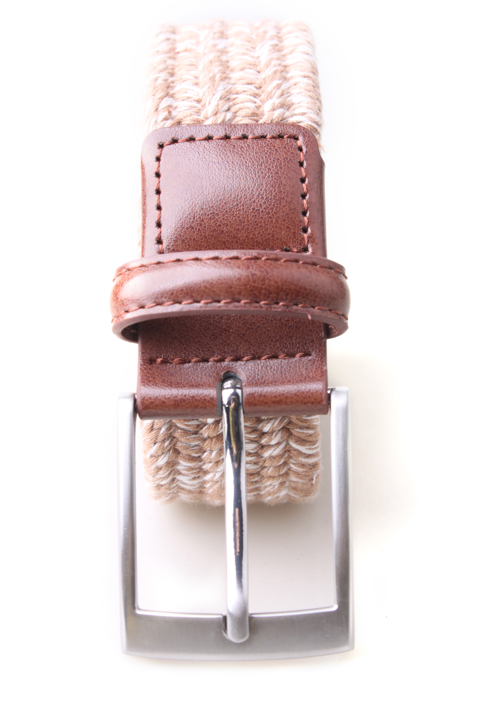 Bruin Darren Gedraaid Garen Geweven Stretch 3,5 CM Riem - Tan voor groothandel op Faire1