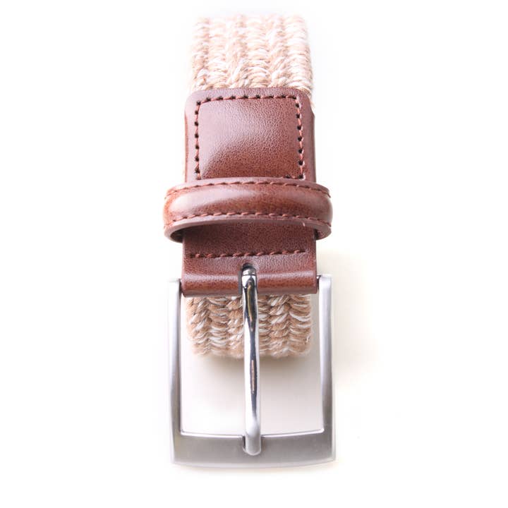 Bruin Darren Gedraaid Garen Geweven Stretch 3,5 CM Riem - Tan voor groothandel op Faire1