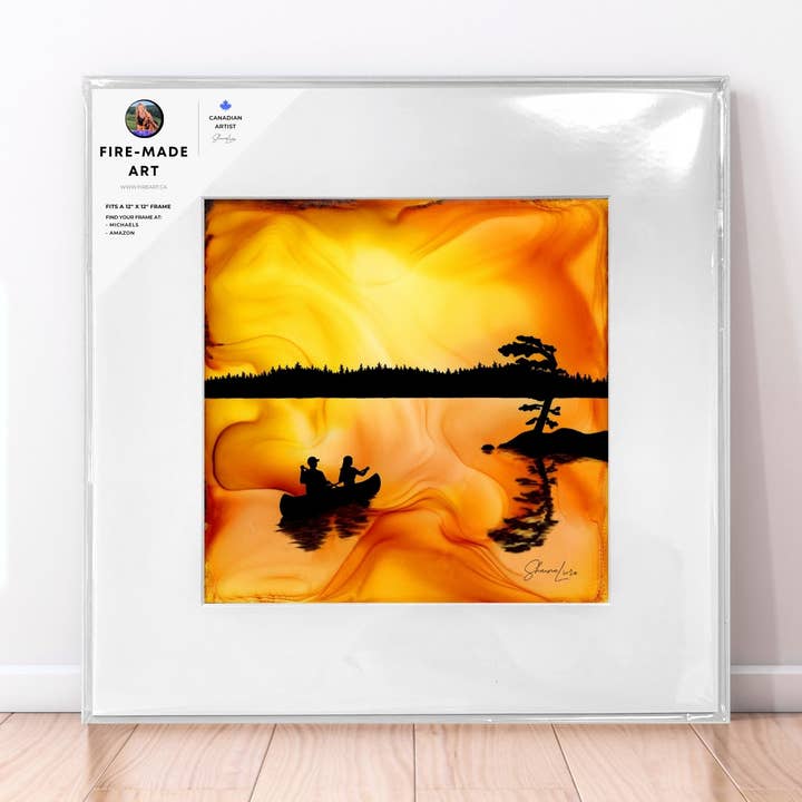 Just Us Under The Sky | Fire-Made Art Canoeing Print for wholesale by Fire-Made Art
