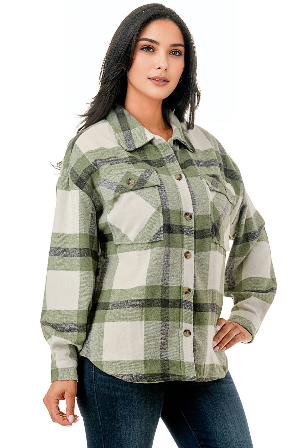Color 5 - Wholesale Shirt Jacket/Shacket - Women's - Plaid flannel shacket basic shirt jacket w/fur lined inside4