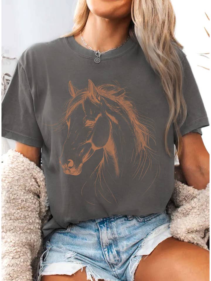 Rustee Clothing – wholesale T-shirts med screentryck – Unisex – HÄSTANSIKTE GRAFISK T-SHIRT2